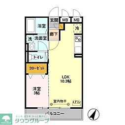 JR武蔵野線 三郷駅 徒歩9分の賃貸アパート 2階1LDKの間取り