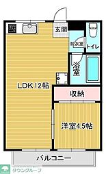 東武伊勢崎線 新越谷駅 徒歩4分の賃貸アパート 2階1LDKの間取り
