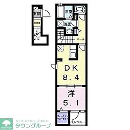 日暮里舎人ライナー 谷在家駅 徒歩5分の賃貸アパート 2階1DKの間取り