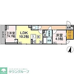 日暮里舎人ライナー 高野駅 徒歩12分の賃貸アパート 3階2LDKの間取り