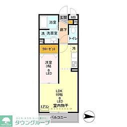 日暮里舎人ライナー 舎人駅 徒歩20分の賃貸アパート 2階1LDKの間取り