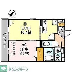 埼玉高速鉄道 浦和美園駅 徒歩10分の賃貸アパート 3階1LDKの間取り