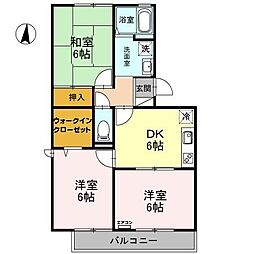 東武伊勢崎線 草加駅 バス25分 西願寺下車 徒歩3分の賃貸アパート 2階3DKの間取り