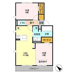 JR武蔵野線 吉川美南駅 徒歩12分の賃貸アパート 2階2LDKの間取り