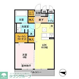 東武伊勢崎線 新越谷駅 徒歩9分の賃貸アパート 3階1LDKの間取り