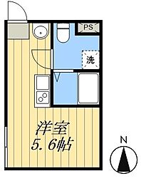 日暮里舎人ライナー 谷在家駅 徒歩8分の賃貸アパート 1階ワンルームの間取り