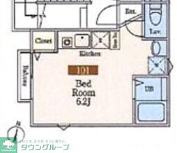 つくばエクスプレス 三郷中央駅 徒歩15分の賃貸アパート 1階ワンルームの間取り