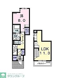 サンモール2 1LDKの間取図画像