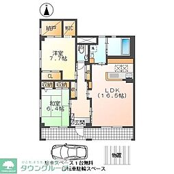 アムールワン 2LDKの間取図画像