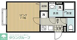 プルミエール春日部 1Kの間取図画像