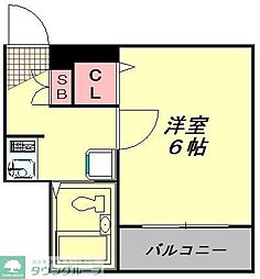 ジュネパレス越谷第3 1Kの間取図画像