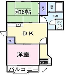 サンハイム 2DKの間取図画像