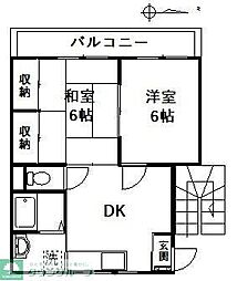 第2東ハイツ 2DKの間取図画像