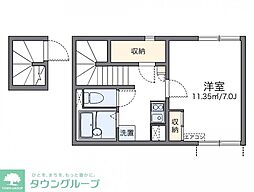 レオネクストアローステージ3 1Kの間取図画像
