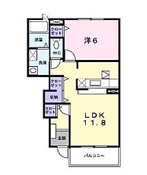 グランツファイン 1LDKの間取図画像