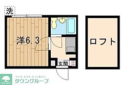 ジュネパレス草加第3 1Kの間取図画像