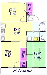 メゾンパストラール2 3DKの間取図画像