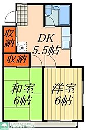 コーポ里 2DKの間取図画像