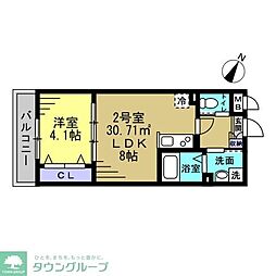草加市谷塚町アパート 1LDKの間取図画像