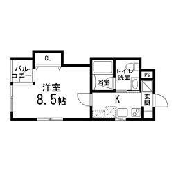 ゾンネモント子平町 1Kの間取図画像