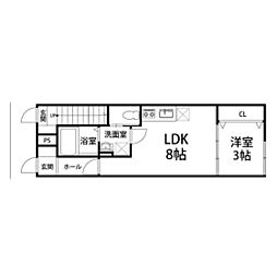 エスポワール桜 1階1LDKの間取り