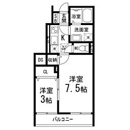 liveIIIB棟 1階2Kの間取り