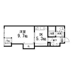 ゾンネモント子平町 3階1DKの間取り