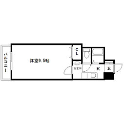 ロイヤルパーク柏木 5階1Kの間取り