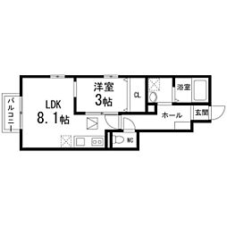 FJ小田原 1階1LDKの間取り