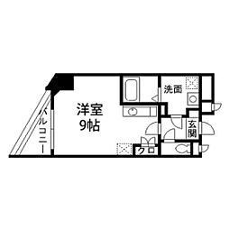 コンフォート上杉 2階ワンルームの間取り