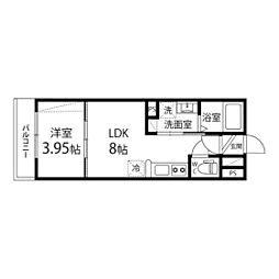 ドレスローザ 2階1LDKの間取り