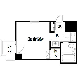 オノレジデンス ワンルームの間取図画像