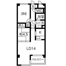 上杉五番館 3階2LDKの間取り