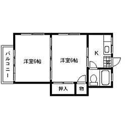 アーバンハイツ中江 2Kの間取図画像