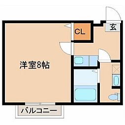 クレアフォーチュン連坊駅前 3階1Kの間取り