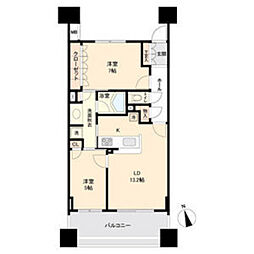 ドゥーエ仙台イースト 11階2LDKの間取り