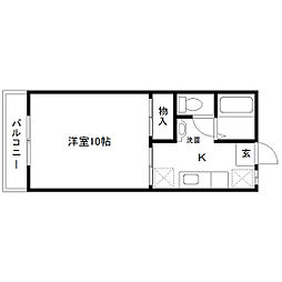 パレス植木 1階1Kの間取り
