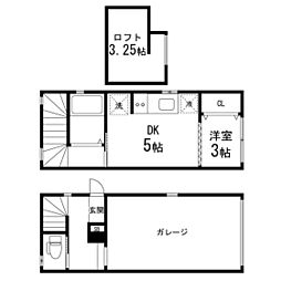 ガレージ国見Base 2階ワンルームの間取り