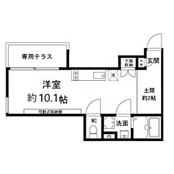 エターナルコート和久 1階ワンルームの間取り