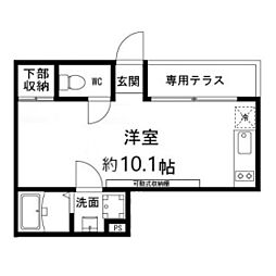 エターナルコート和久 1階ワンルームの間取り