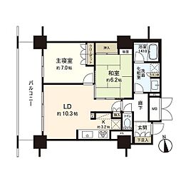 アップルタワーズ仙台ブローディアタワー 2LDKの間取図画像