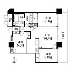 ライオンズタワー仙台長町 4階3LDKの間取り