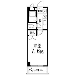 カラーズコート柏木 3階1Kの間取り