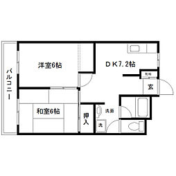 SKRハイツ 2DKの間取図画像