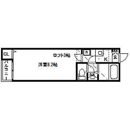 クレアフォーチュン清水沼 1階1Kの間取り