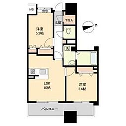 パークフラッツ五橋 3階ワンルームの間取り
