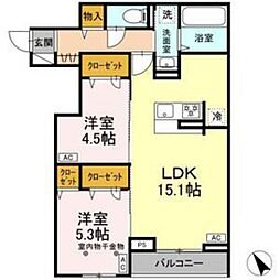 CLASSEUM連坊I 1階2LDKの間取り