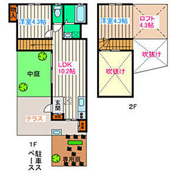 ファーマーズテラス 2階2LDKの間取り