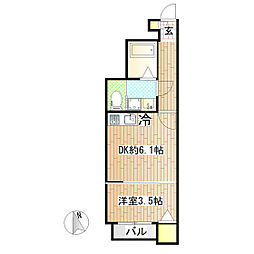 Libra Court 文化町 1階1DKの間取り