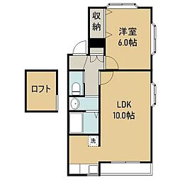 キャステール砂押I 2階1LDKの間取り